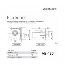 AireGard Air Ventilation Exhaust Fan  AE-120 